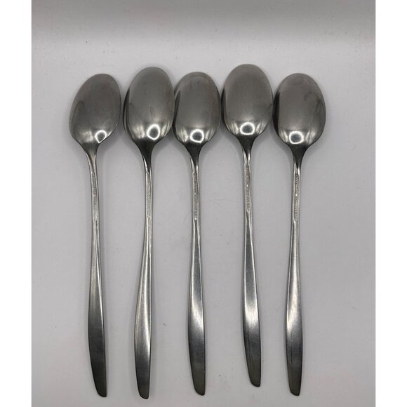 Set Of 5 Imperial Intl Stainless Steel Glossy iced tea Spoons flatware - Picture 4 of 4